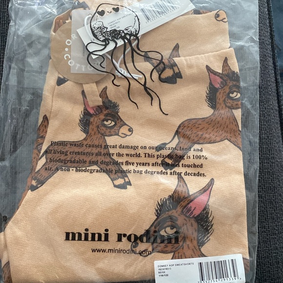 Mini Rodini Donkey AOP Sweatshorts NWT - Picture 5 of 6